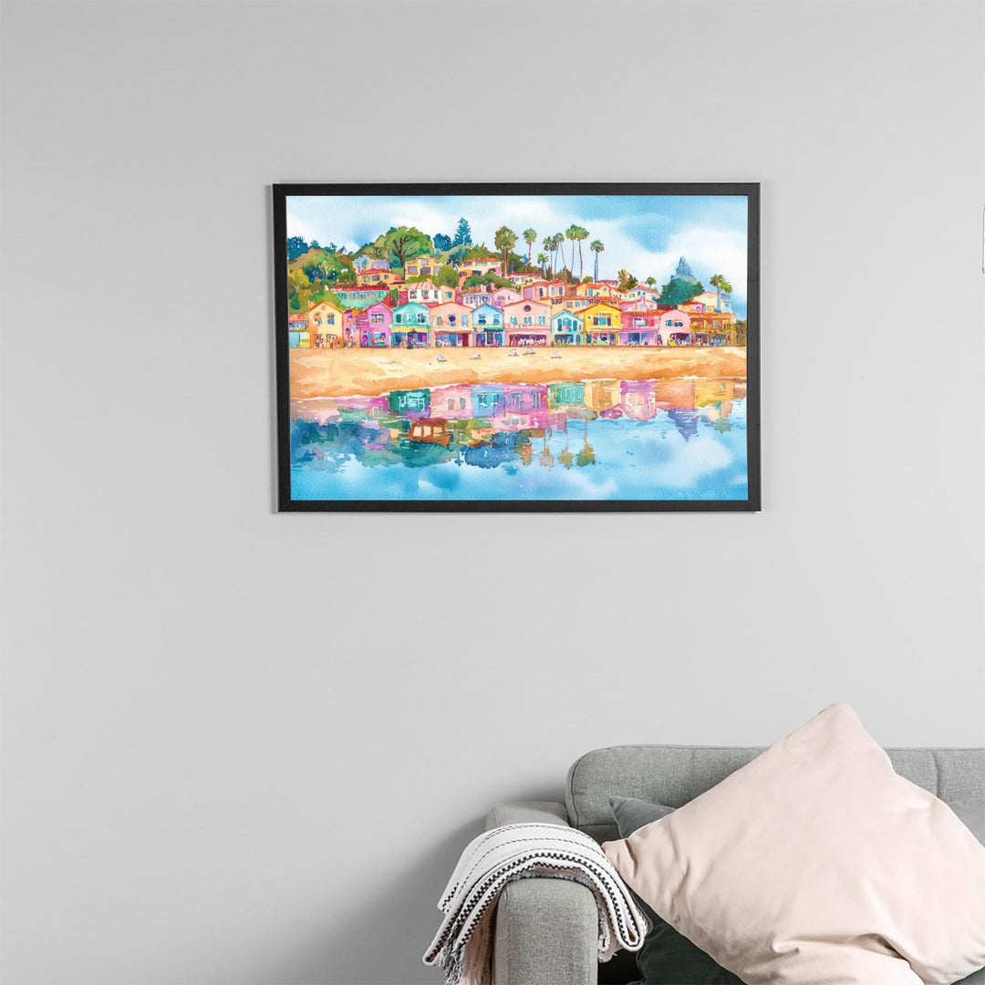 Santa Cruz California Watercolor Poster Santa Cruz Travel Print Beach Boardwalk Painting Coastal Wall Art USA Souvenir
