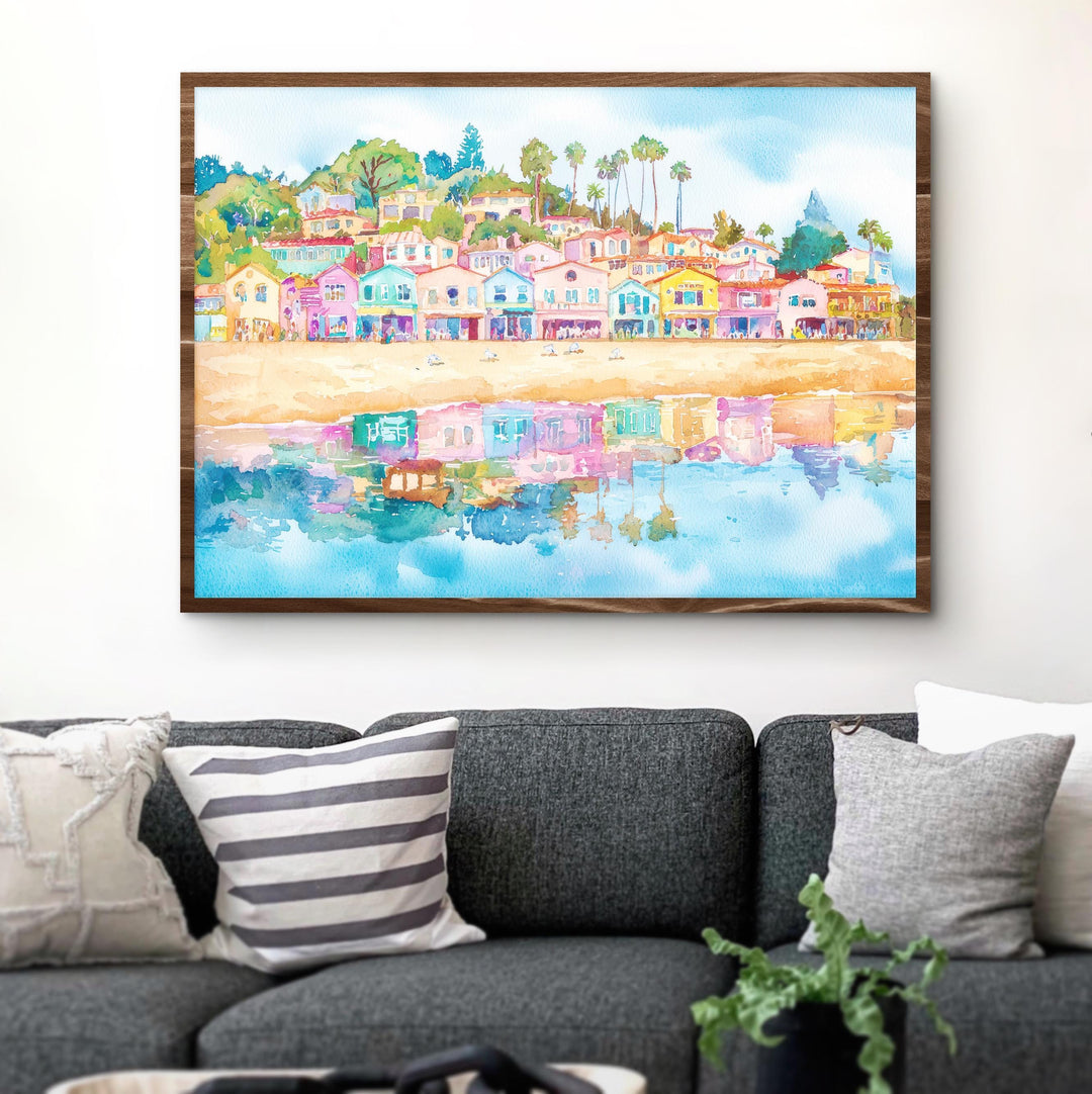 Santa Cruz California Watercolor Poster Santa Cruz Travel Print Beach Boardwalk Painting Coastal Wall Art USA Souvenir