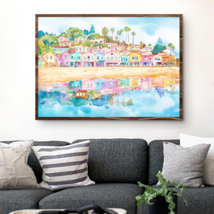 Santa Cruz California Watercolor Poster Santa Cruz Travel Print Beach Boardwalk Painting Coastal Wall Art USA Souvenir