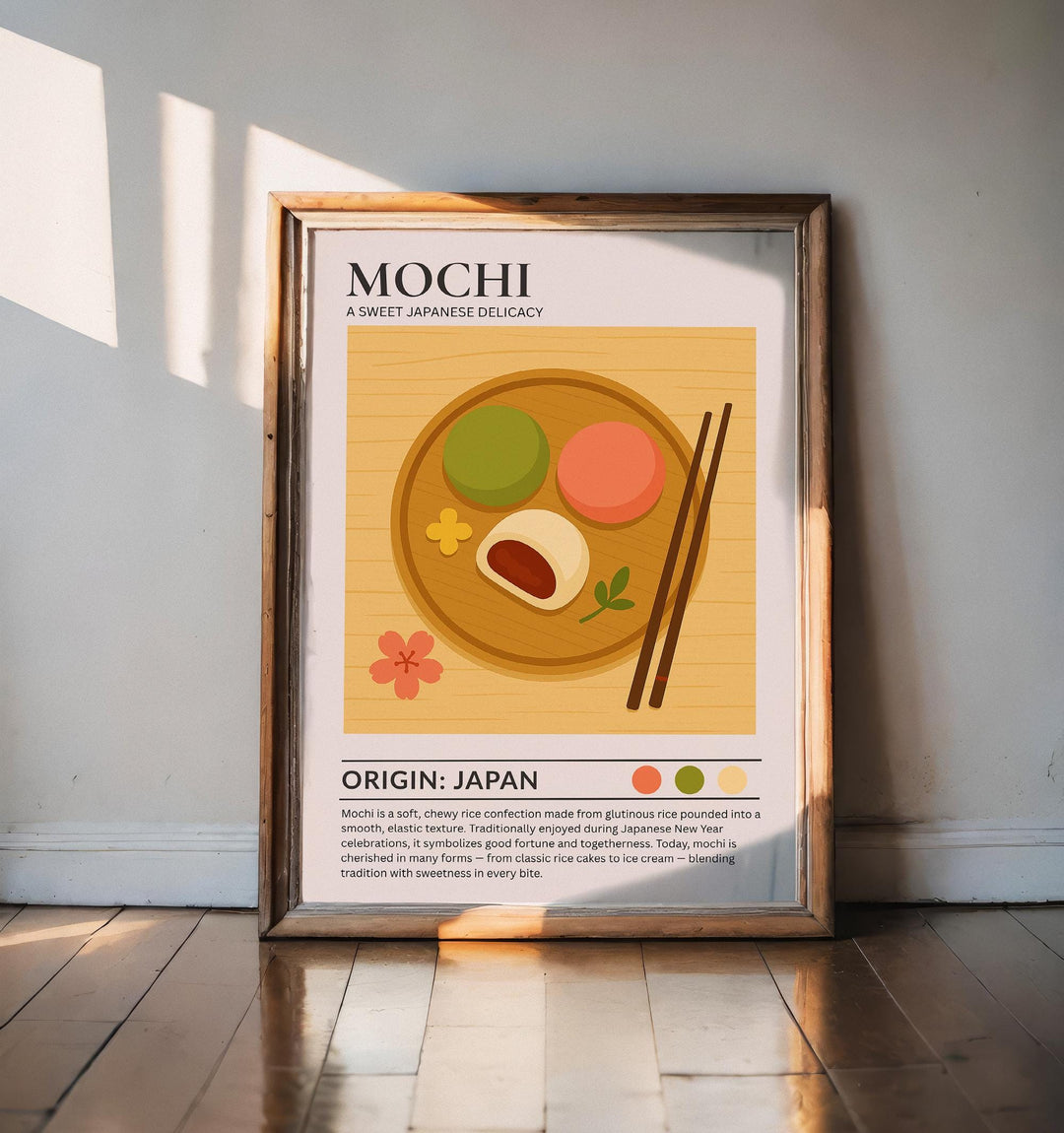 Mochi Kitchen Print Japanese Dessert Poster Vintage Food Art Kitchen Wall Art Asian Cuisine Decor Dining Room Culinary Artwork