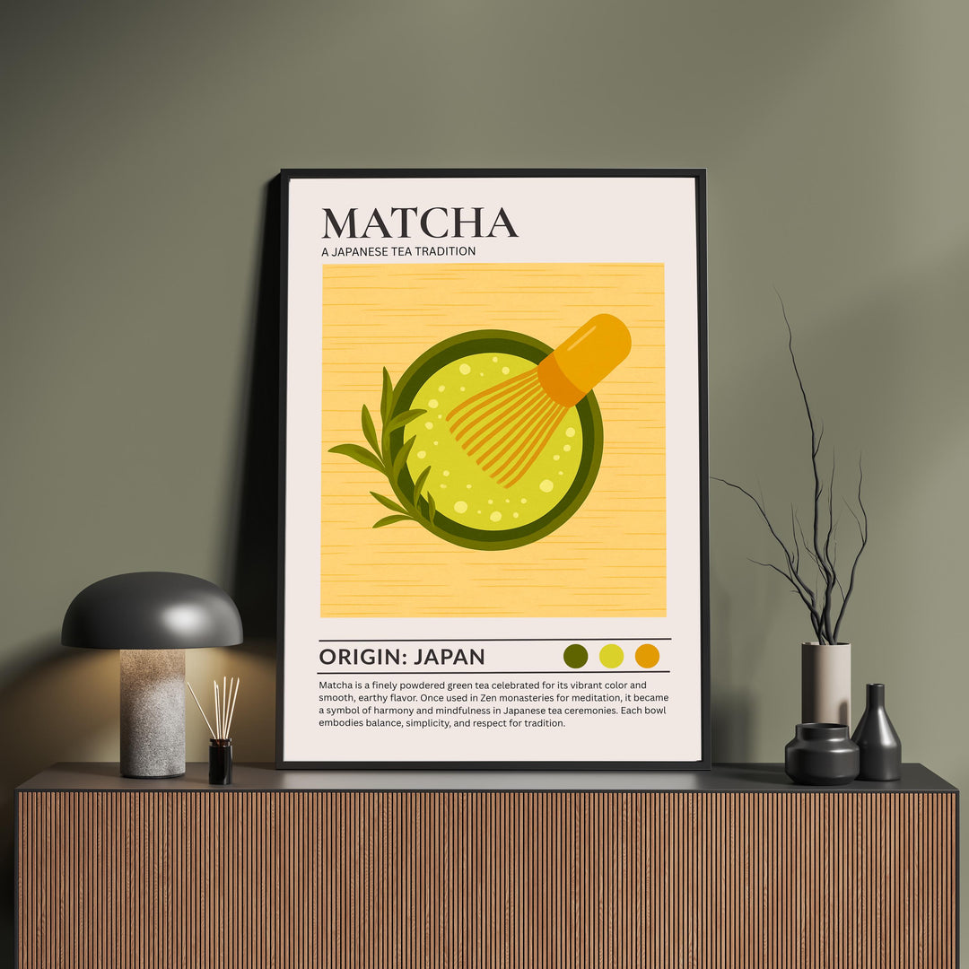 Matcha Kitchen Print Japanese Tea Poster Vintage Food Art Kitchen Wall Art Asian Drink Decor Dining Room Culinary Artwork