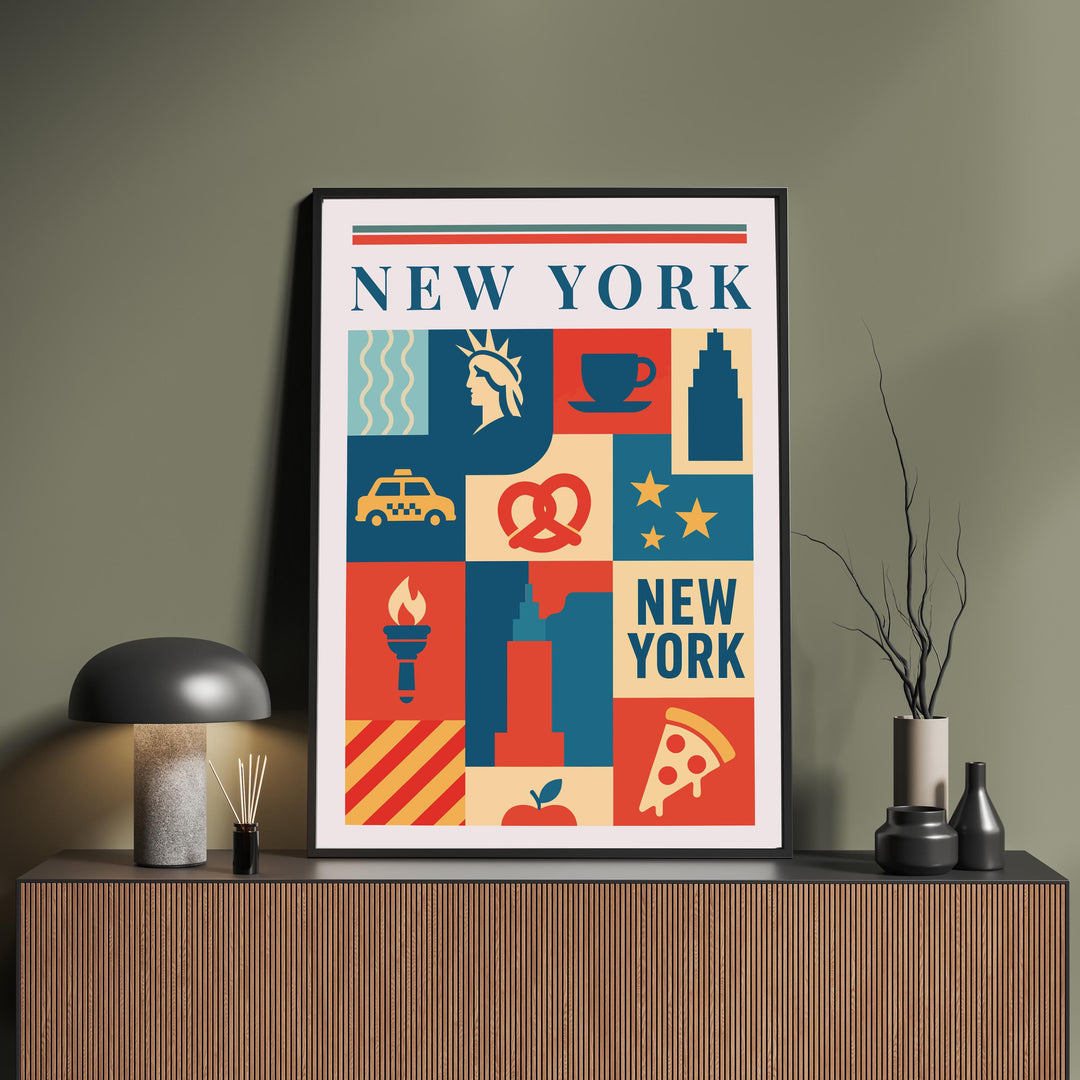 New York Kitchen Print City Food Poster Vintage Culinary Art Kitchen Wall Art Urban Decor Dining Room Chef Artwork