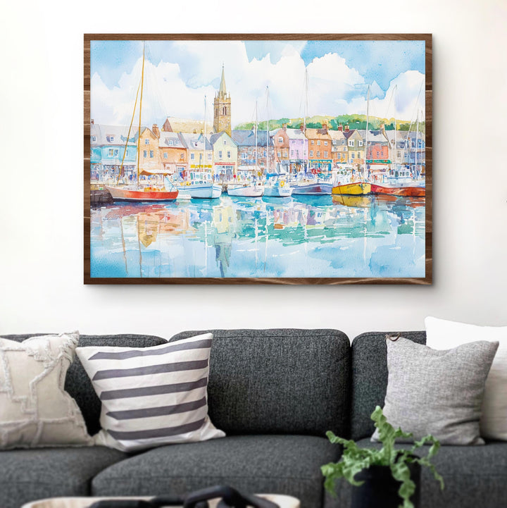 Padstow Cornwall Watercolor Poster Padstow Travel Print Coastal Town Painting Harbour Wall Art Seaside Decor UK Souvenir