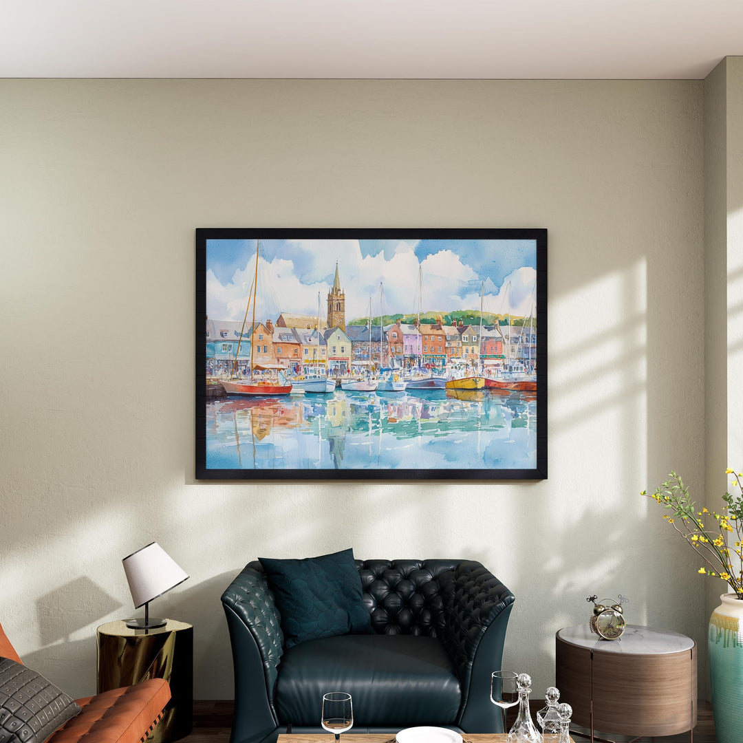 Padstow Cornwall Watercolor Poster Padstow Travel Print Coastal Town Painting Harbour Wall Art Seaside Decor UK Souvenir