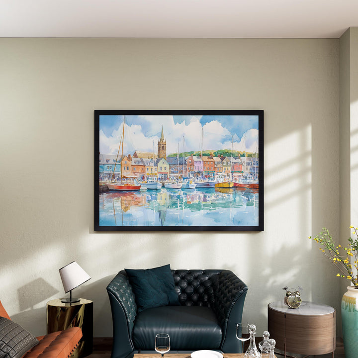 Padstow Cornwall Watercolor Poster Padstow Travel Print Coastal Town Painting Harbour Wall Art Seaside Decor UK Souvenir