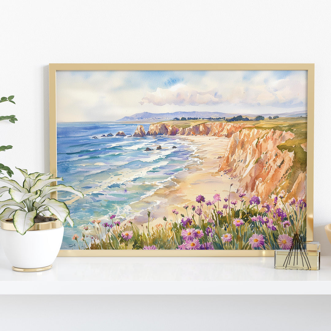 Pismo Beach California Watercolor Poster Pismo Travel Print Coastal Painting Ocean Wall Art Beach Decor USA Souvenir