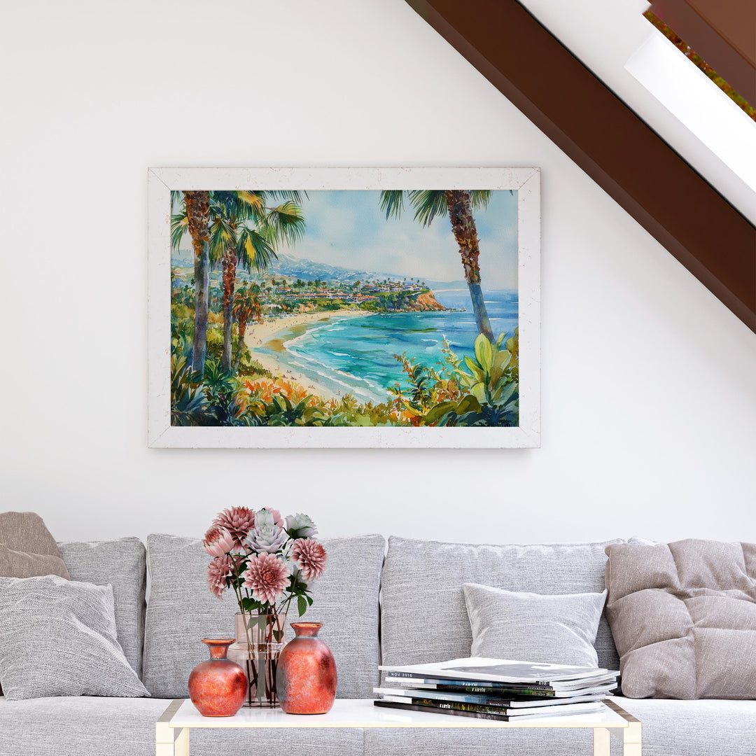 Redondo Beach California Watercolor Poster Redondo Travel Print Coastal Painting Ocean Wall Art Beach Decor USA Souvenir
