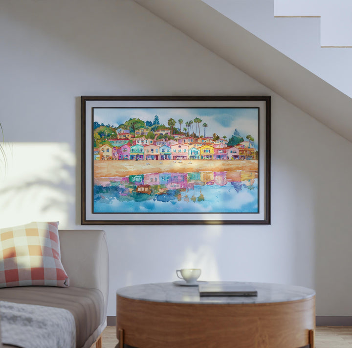Santa Cruz California Watercolor Poster Santa Cruz Travel Print Beach Boardwalk Painting Coastal Wall Art USA Souvenir