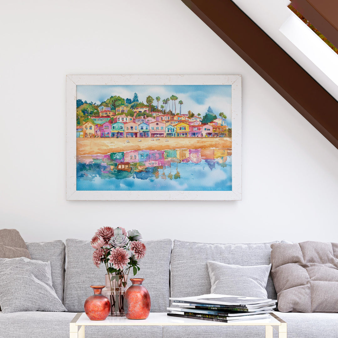 Santa Cruz California Watercolor Poster Santa Cruz Travel Print Beach Boardwalk Painting Coastal Wall Art USA Souvenir