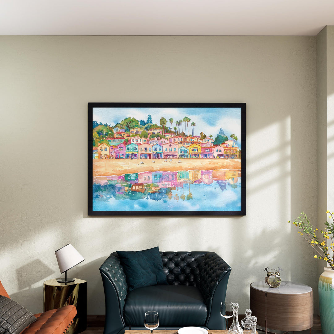 Santa Cruz California Watercolor Poster Santa Cruz Travel Print Beach Boardwalk Painting Coastal Wall Art USA Souvenir
