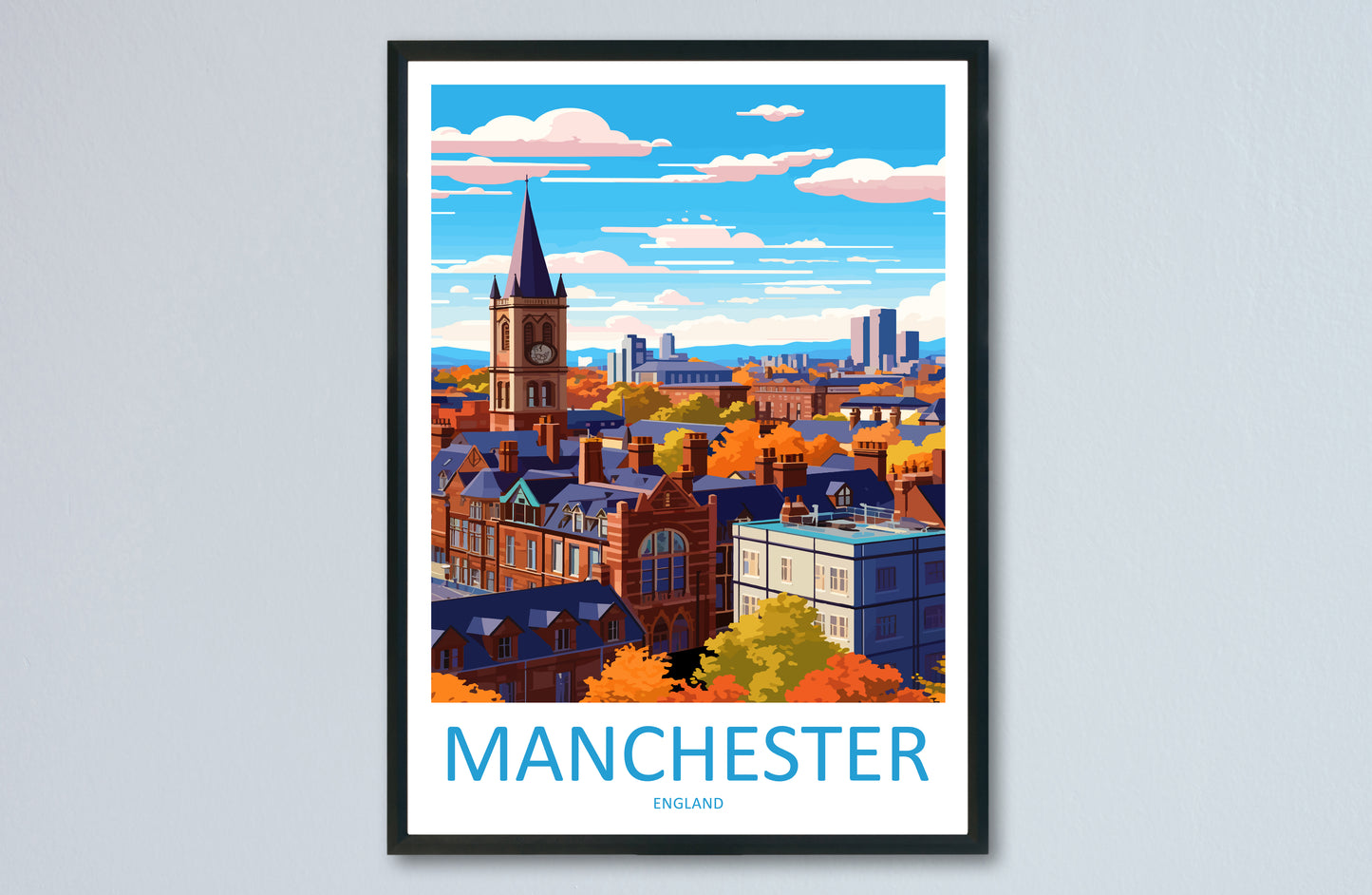 Manchester England Travel Poster