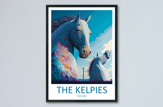 The Kelpies England Travel Poster