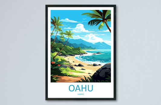 Oahu Hawaii USA Travel Poster