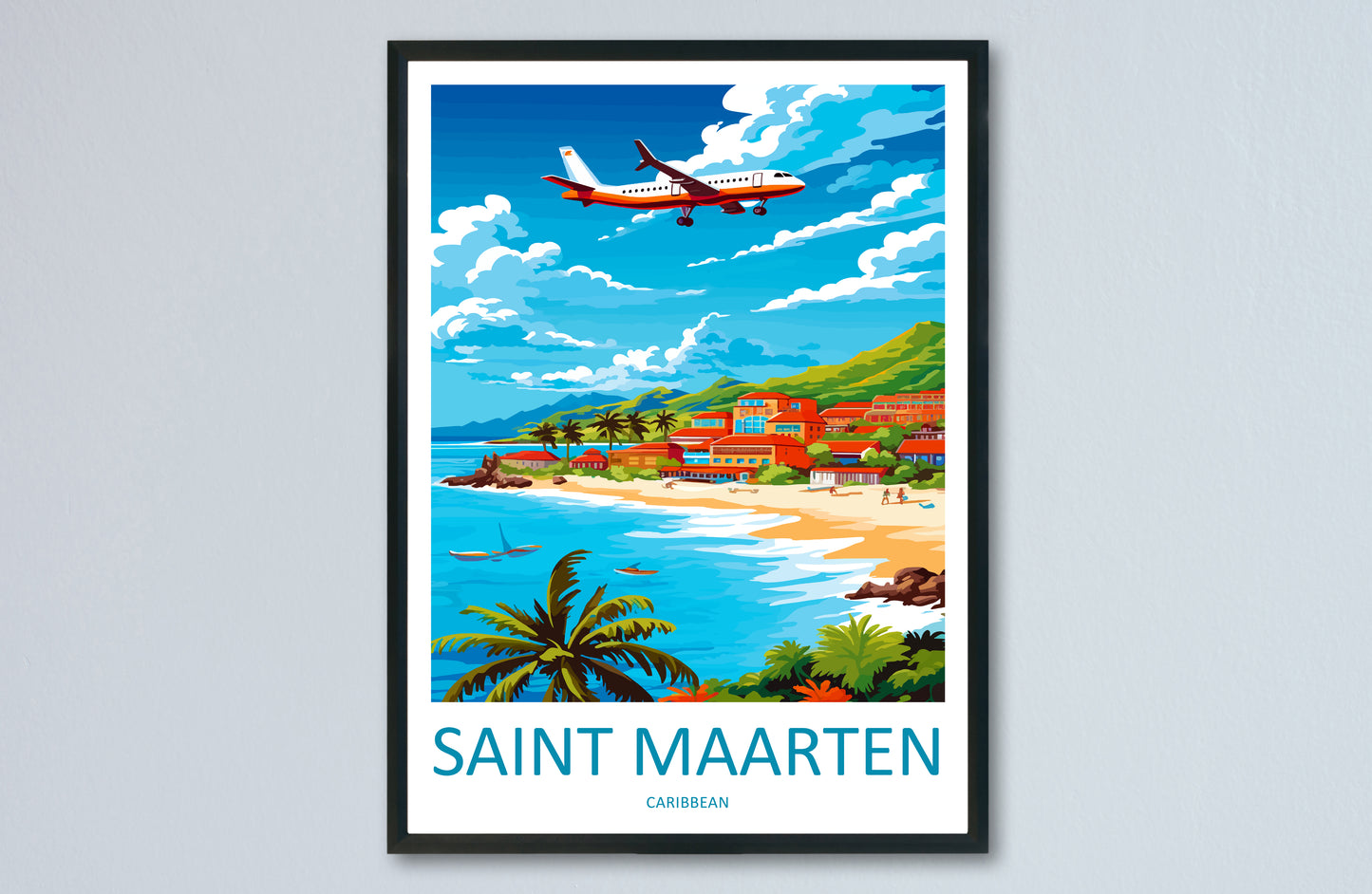 Saint Maarten Caribbean Travel Poster