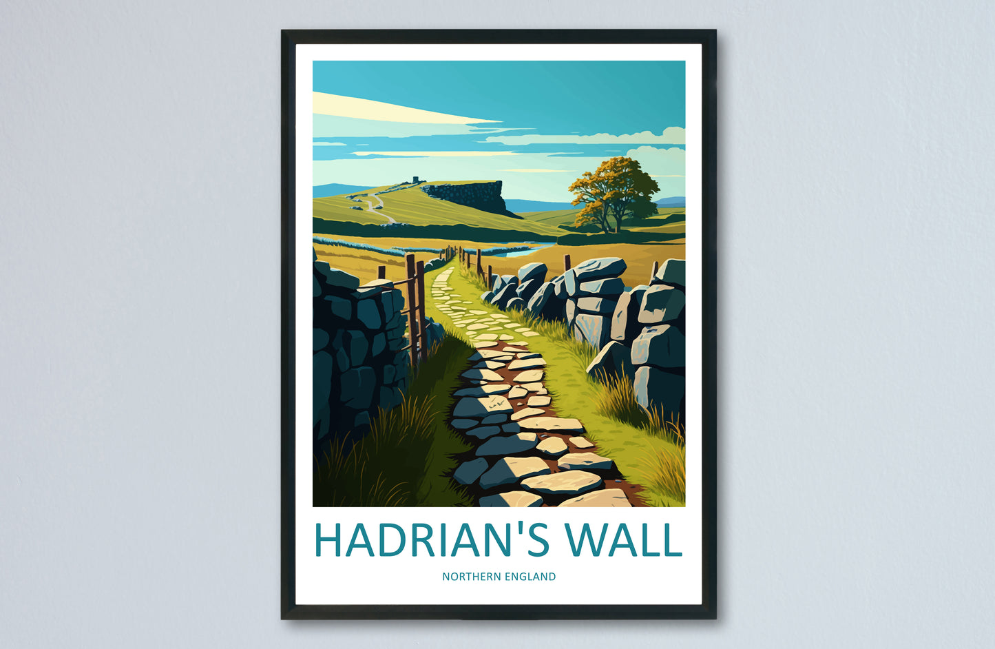 Hadrians Wall Ireland Travel Poster