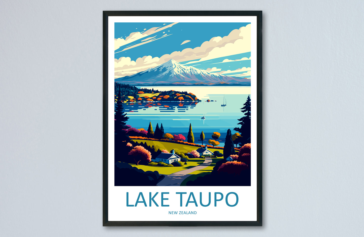 Lake Taupo New Zealand Travel Poster