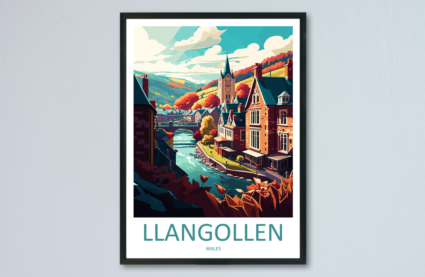 Llangollen Wales Travel Poster