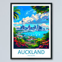 Auckland New Zealand Travel Poster