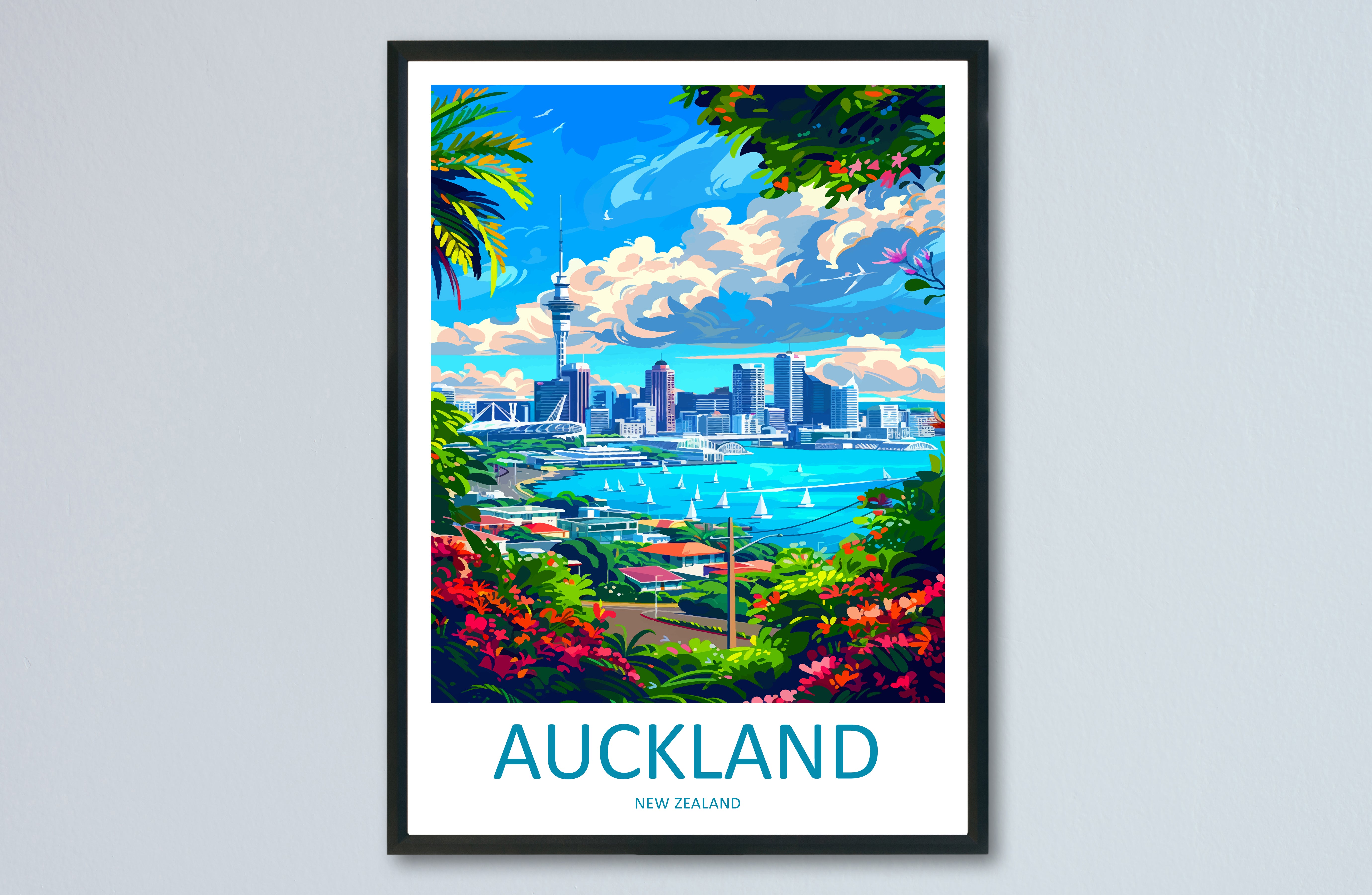 Auckland New Zealand Travel Poster