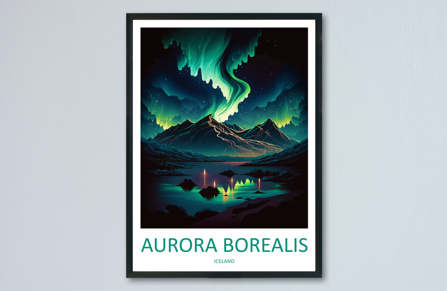 Northern Lights Iceland Travel Poster