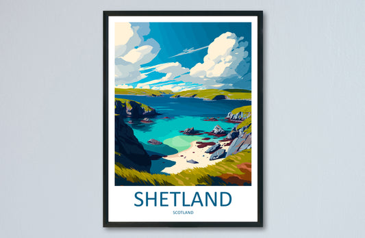 Shetland Scotland Travel Poster