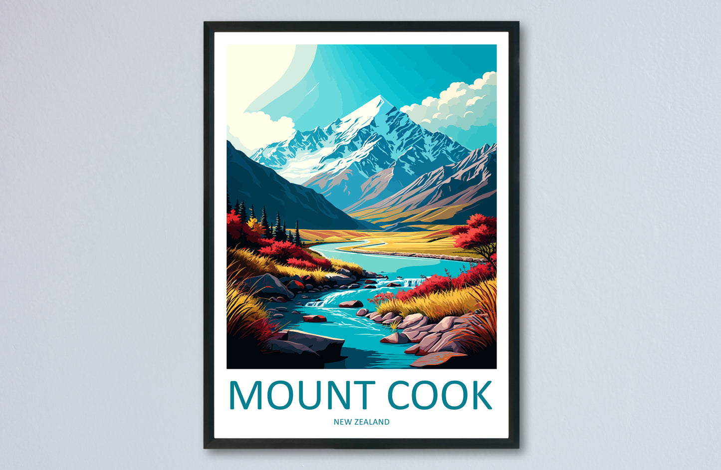 Mount Cook New Zealand Travel Poster