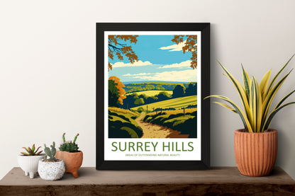 Surrey Hills England Travel Poster