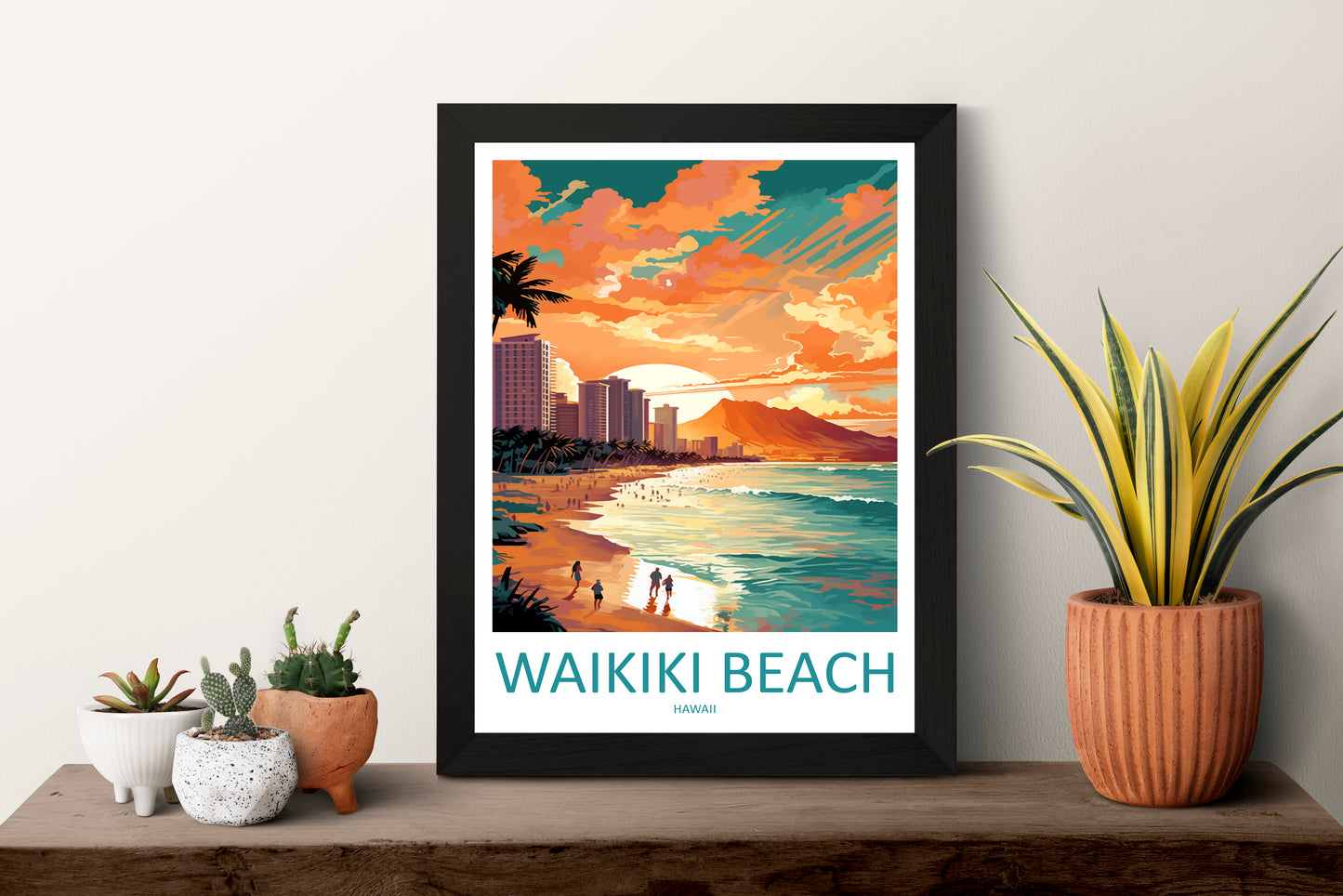 Waikiki Beach Travel Poster