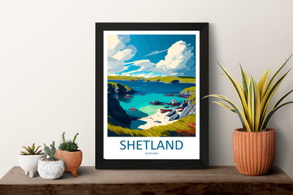 Shetland Scotland Travel Poster