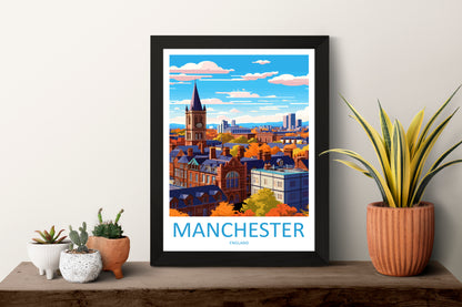 Manchester England Travel Poster