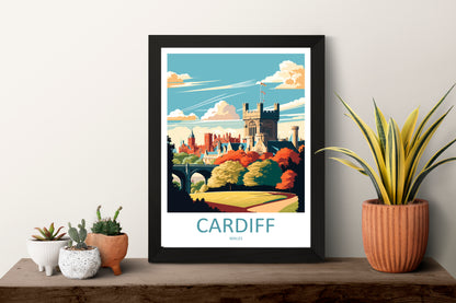 Cardiff Castle Wales Travel Poster