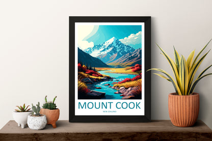 Mount Cook New Zealand Travel Poster