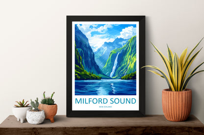 Milford Sound New Zealand Travel Poster