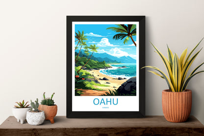 Oahu Hawaii USA Travel Poster