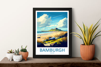 Bamburgh Castle England Travel Poster