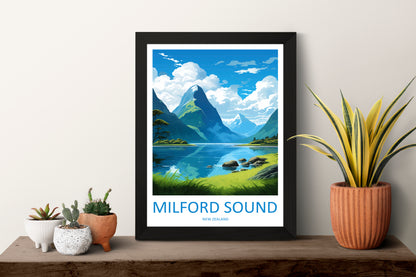 Milford Sound New Zealand Travel Poster