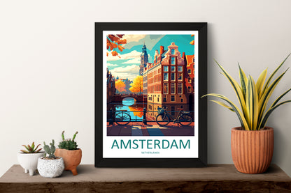 Amsterdam Netherlands Travel Poster