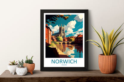 Norwich England Travel Poster