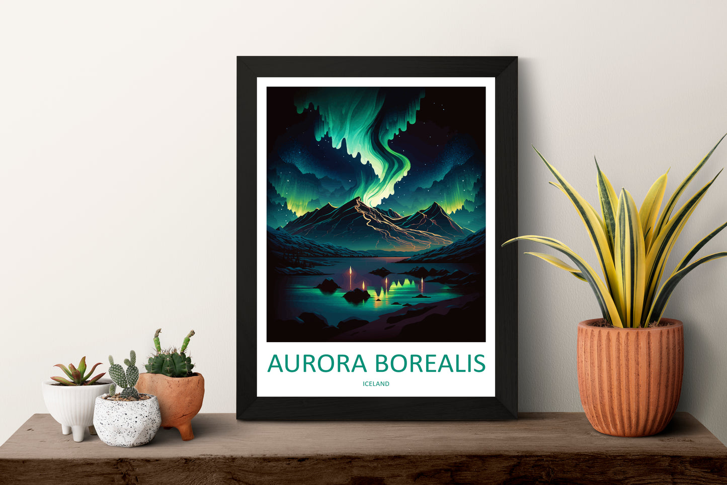 Northern Lights Iceland Travel Poster