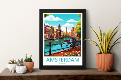 Amsterdam Netherlands Travel Poster