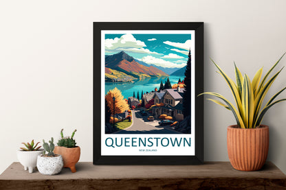 Queenstown New Zealand Travel Poster