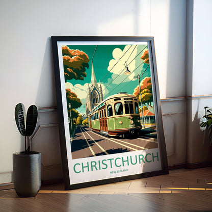 Christchurch New Zealand Travel Poster