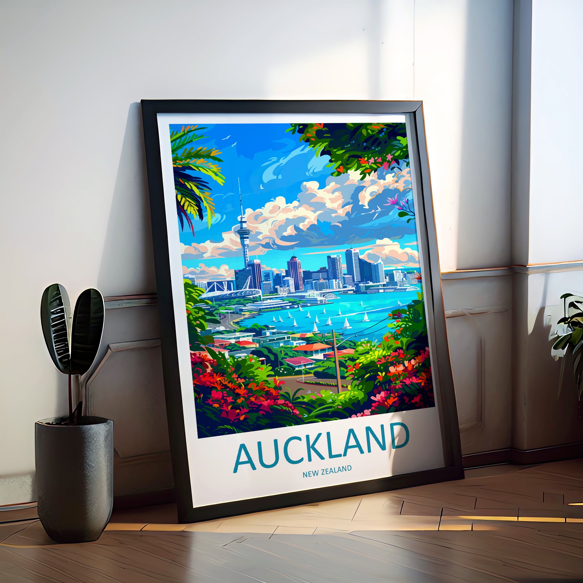 Auckland New Zealand Travel Poster