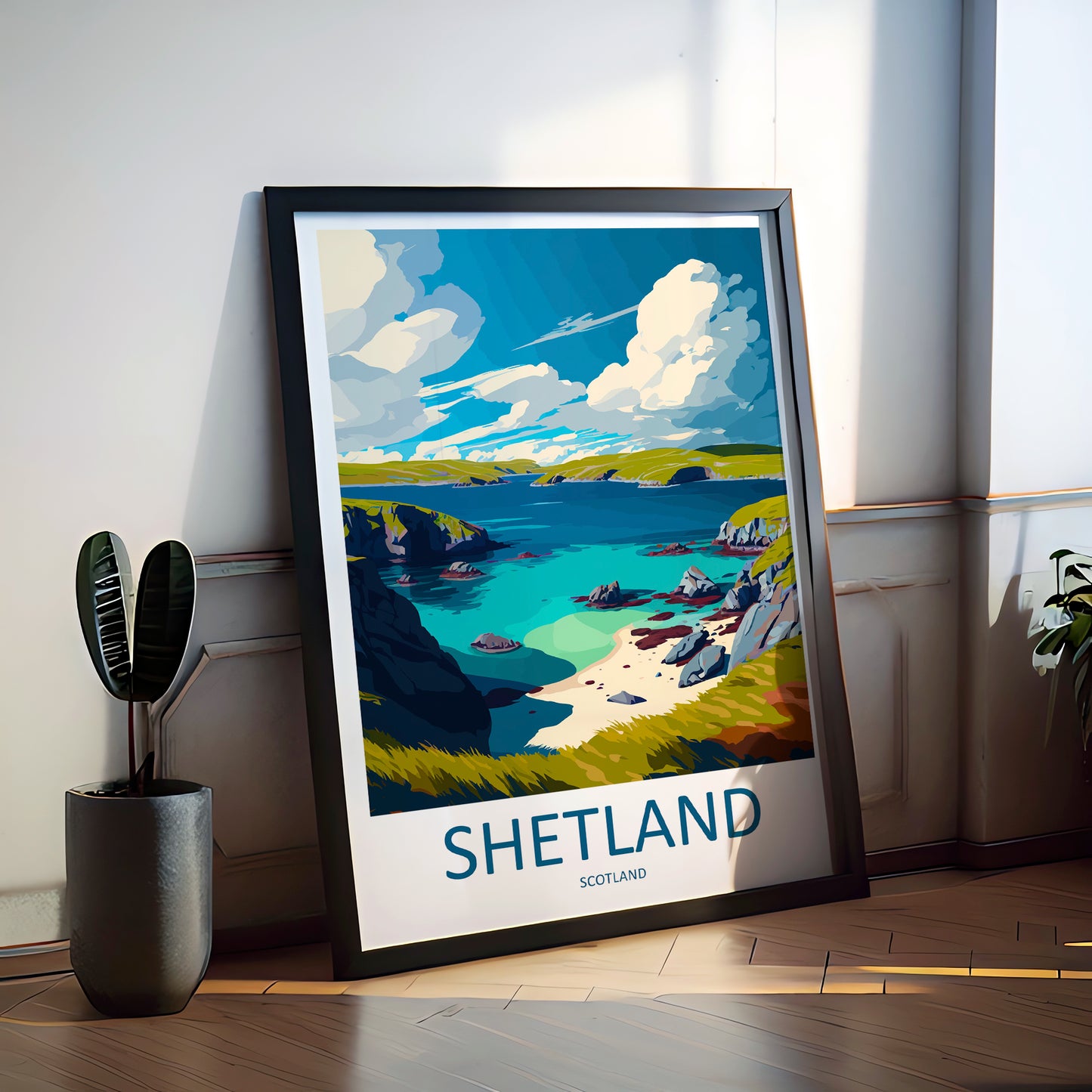 Shetland Scotland Travel Poster