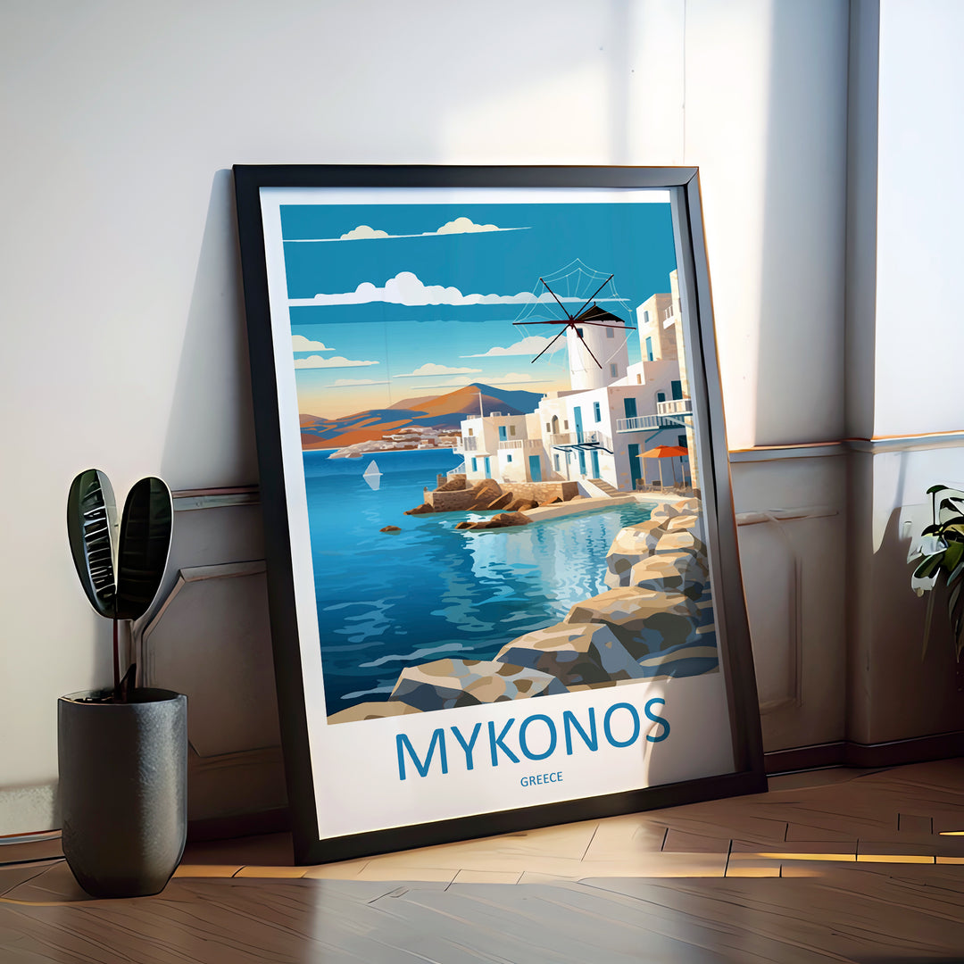 Mykonos Greece Travel Poster