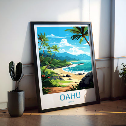 Oahu Hawaii USA Travel Poster