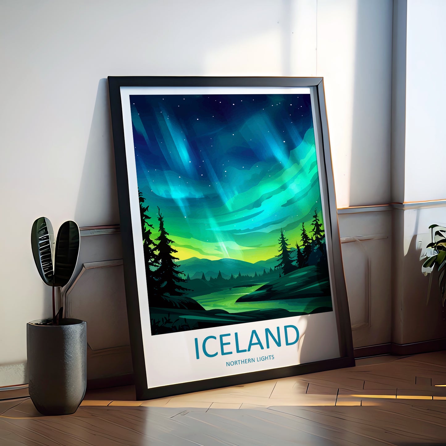 Northern Lights Iceland Travel Poster