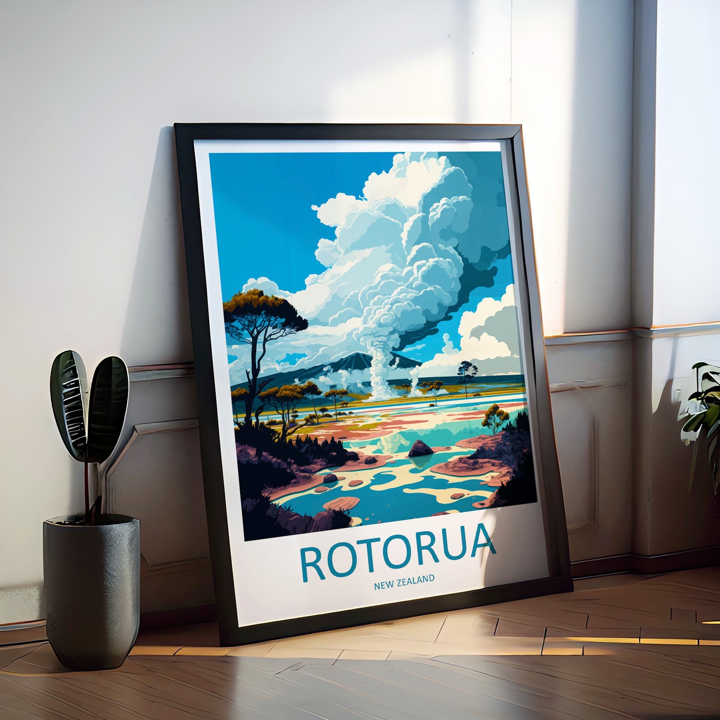 Rotorua New Zealand Travel Poster