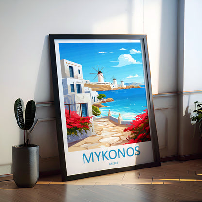 Mykonos Greece Travel Poster