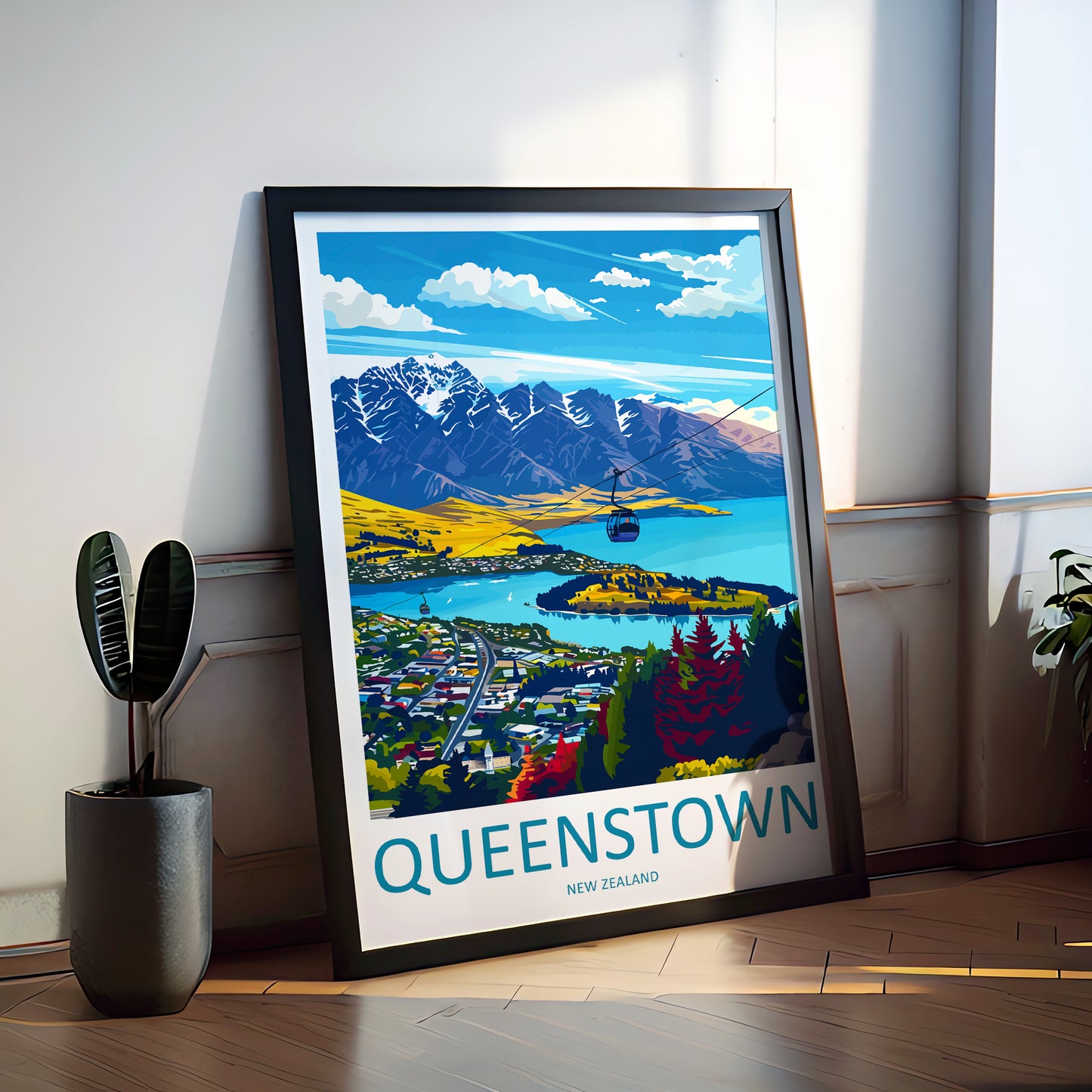 Queenstown New Zealand Travel Poster